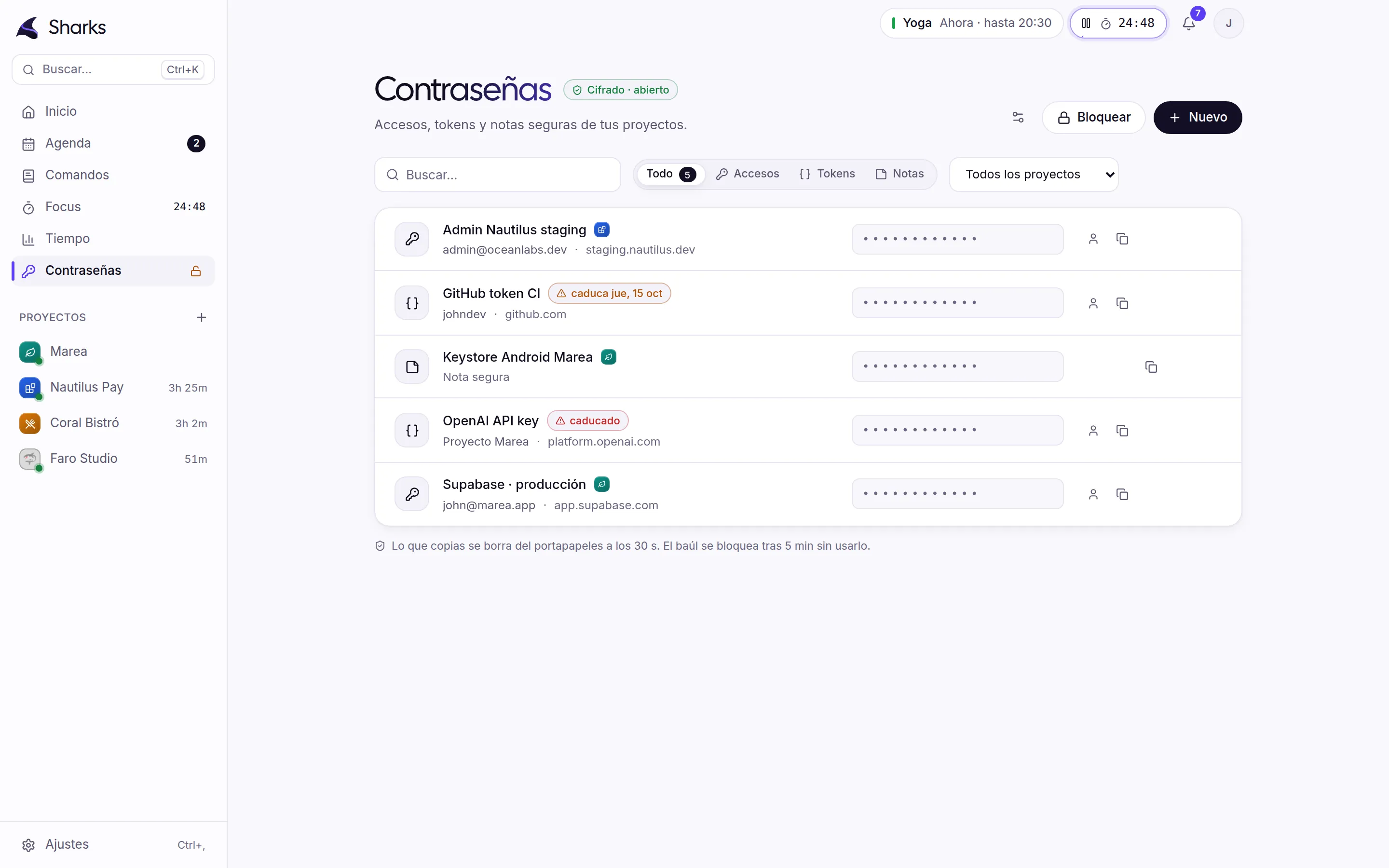 Contraseñas: Tokens a buen recaudo